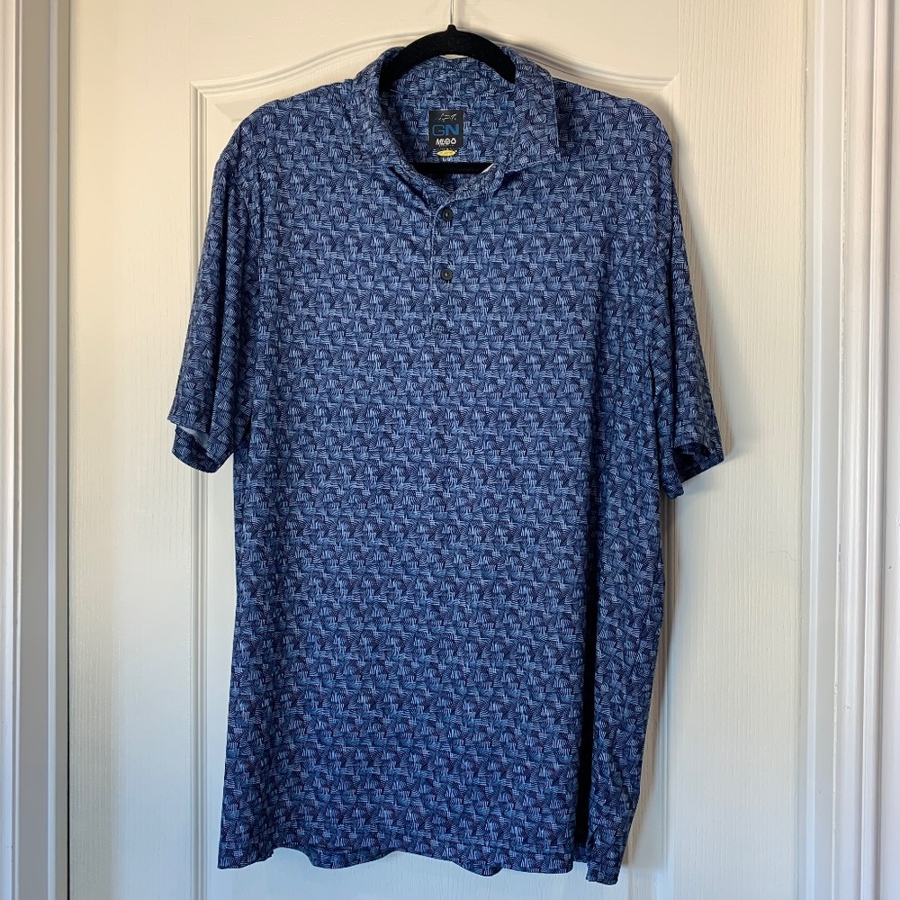 GN ML75 Stretch Performance Golf Polo – Men’s Large – Blue Pattern Lightweight‎